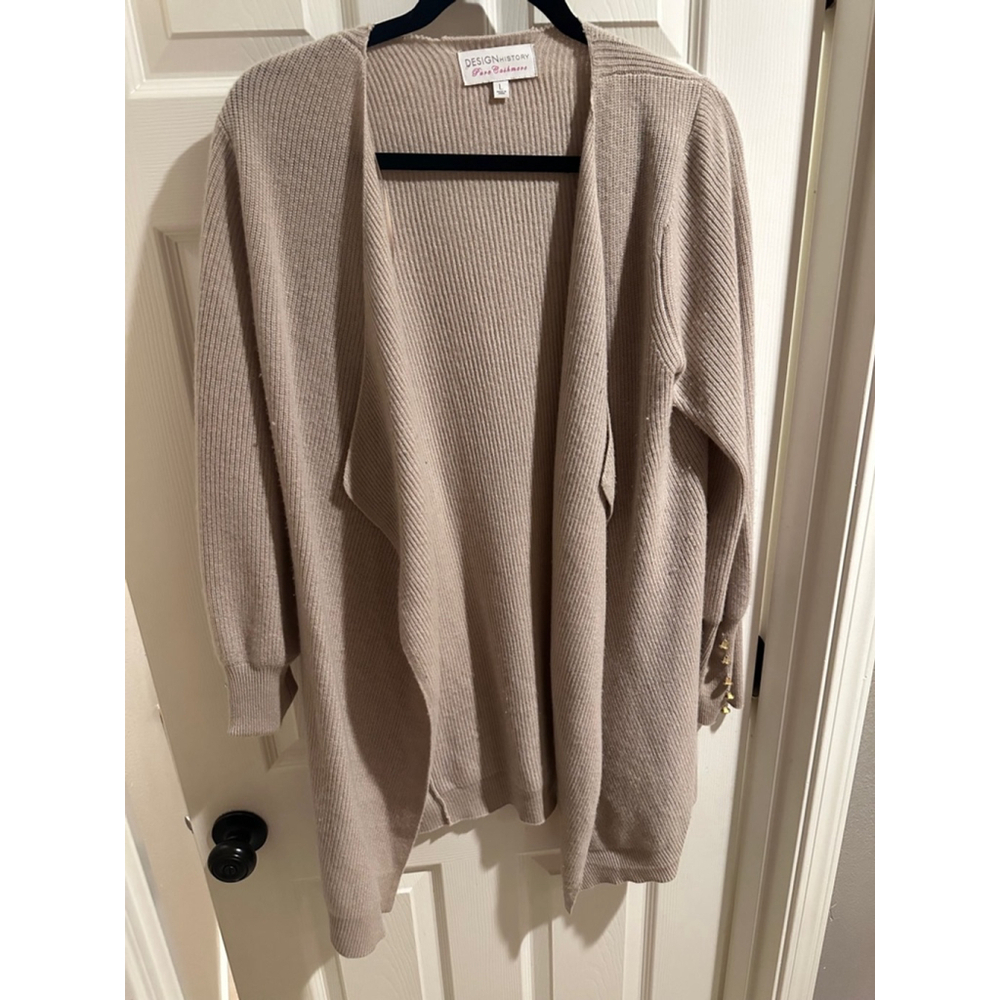 Women's Design History Cardigan, Size L, Beige